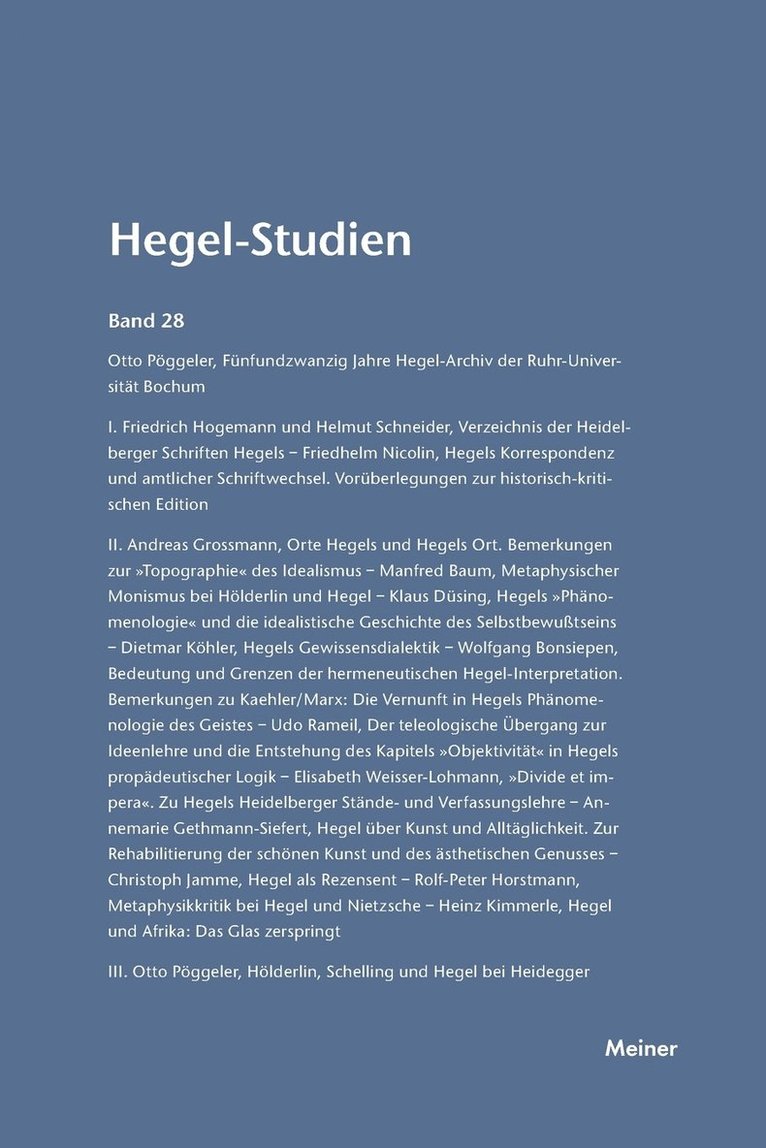 Otto Pöggeler, Friedhelm Nicolin - Hegel-Studien / Hegel-Studien, Häftad. Tillgänglighet: Lägg i varukorg
