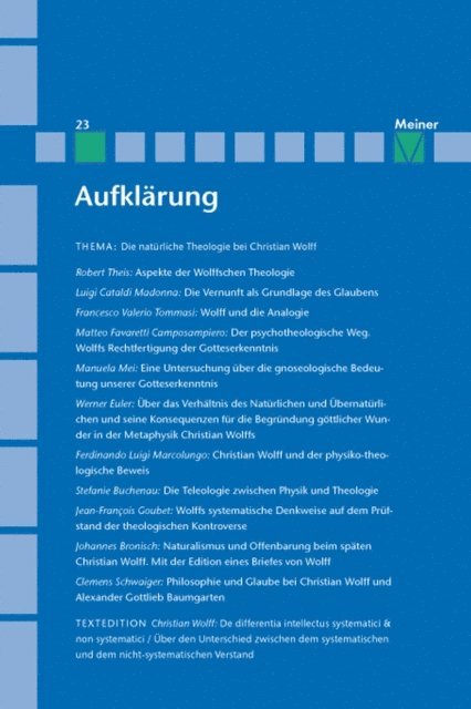 Friedrich Vollhardt, Martin Mulsow, Lothar Kreimendahl, Michael Albrecht - Aufklärung, Band 23: Die natürliche Theologie bei Christian Wolff, E-bok