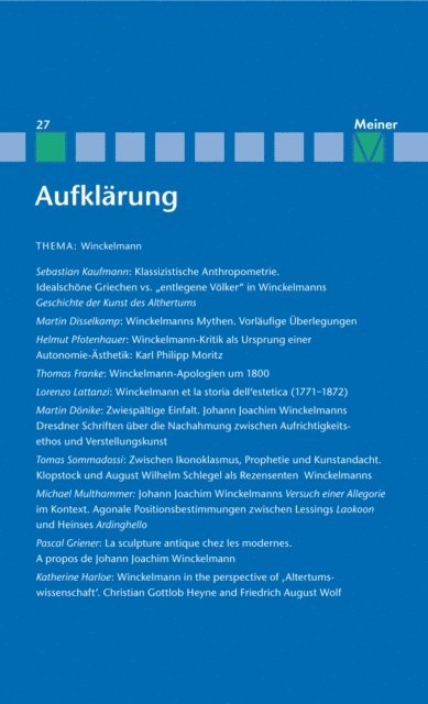 Friedrich Vollhardt, Elisabeth Decultot - Aufklärung, Band 27: Winckelmann, E-bok
