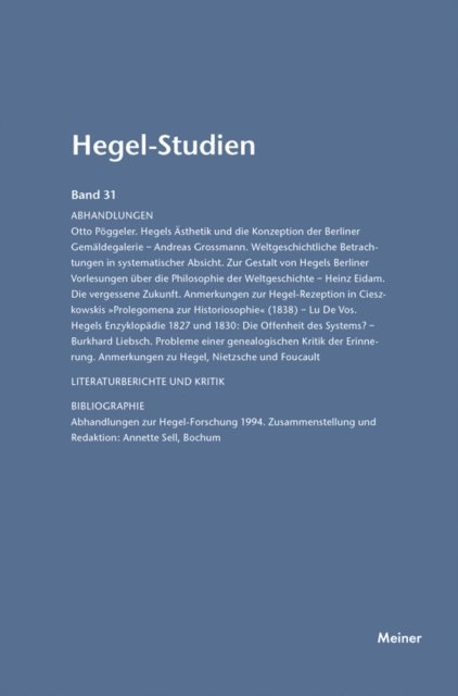 Otto Poggeler, Friedhelm Nicolin - Hegel-Studien Band 31, E-bok