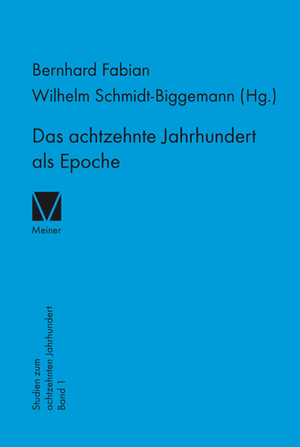 Wilhelm Schmidt-Biggemann, Bernhard Fabian - Das achtzehnte Jahrhundert als Epoche, E-bok
