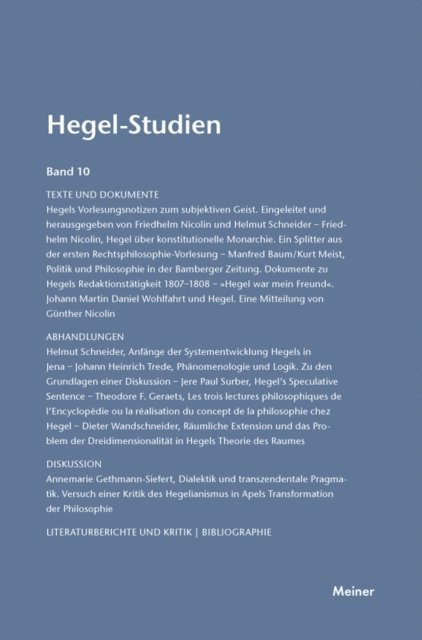 Otto Poggeler, Friedhelm Nicolin - Hegel-Studien Band 10, E-bok