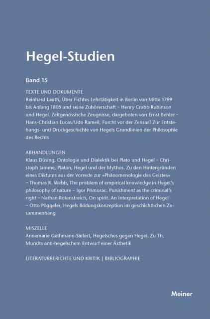 Otto Poggeler, Friedhelm Nicolin - Hegel-Studien Band 15, E-bok