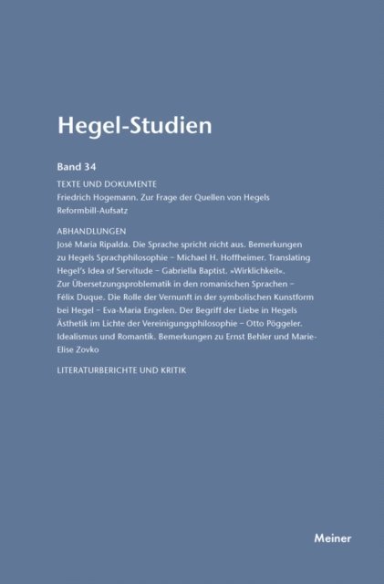 Otto Poggeler, Friedhelm Nicolin - Hegel-Studien Band 34, E-bok