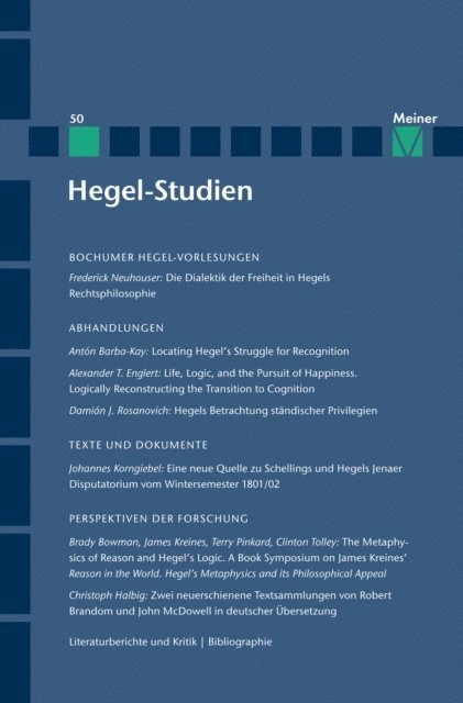 Michael Quante, Birgit Sandkaulen - Hegel-Studien Band 50, E-bok