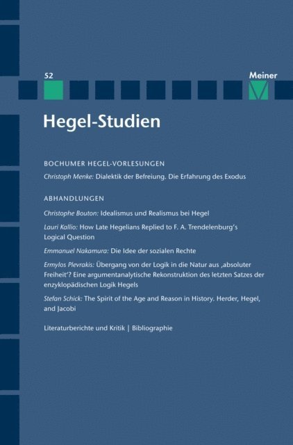 Michael Quante, Birgit Sandkaulen - Hegel-Studien Band 52, E-bok