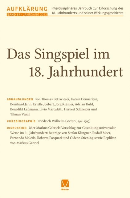 Tilman Venzl, Benedikt Lemann, Friedrich Vollhardt, Gideon Stiening, Martin Mulsow - Aufklärung 34: Das Singspiel im 18. Jahrhundert, E-bok