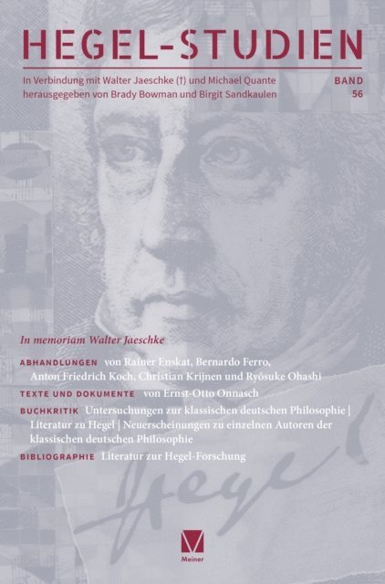 Birgit Sandkaulen, Brady Bowman - Hegel-Studien Band 56, E-bok