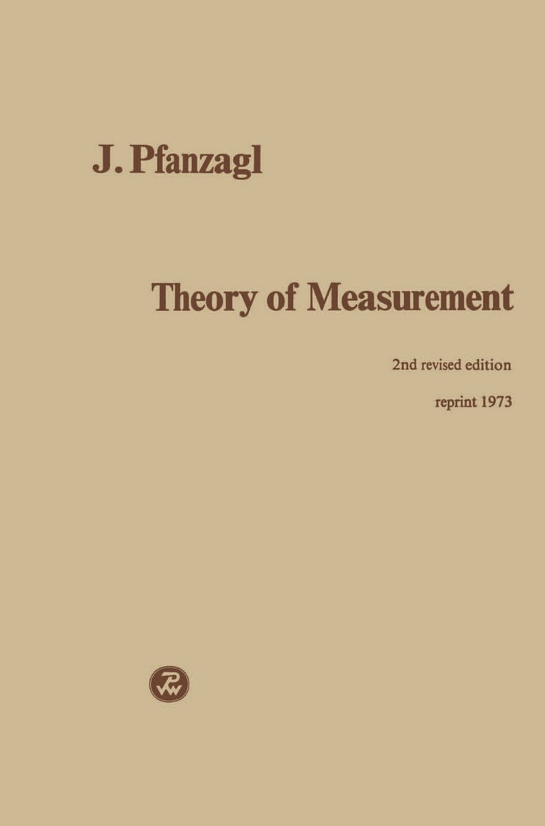 J. Pfanzagl - Theory of Measurement, Häftad