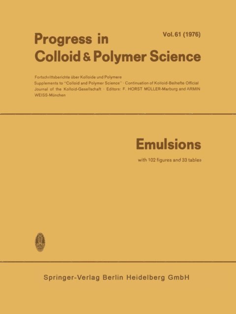 Armin Weiss, F. Horst Muller - Emulsions, E-bok