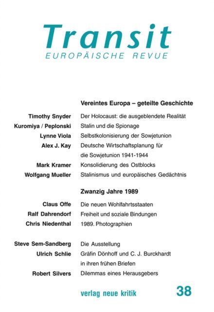 Claus Offe, Lynne Viola, Timothy Snyder - Transit 38. Europäische Revue, E-bok
