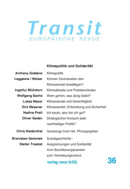 Stefan Troebst, Lukas Meyer, Anthony Giddens - Transit 36. Europäische Revue, E-bok