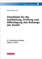 Wolf-Michael Farr - FARR Checkliste 8 für die Aufstellung, Prüfung und Offenlegung des Anhangs der GmbH, Övrigt