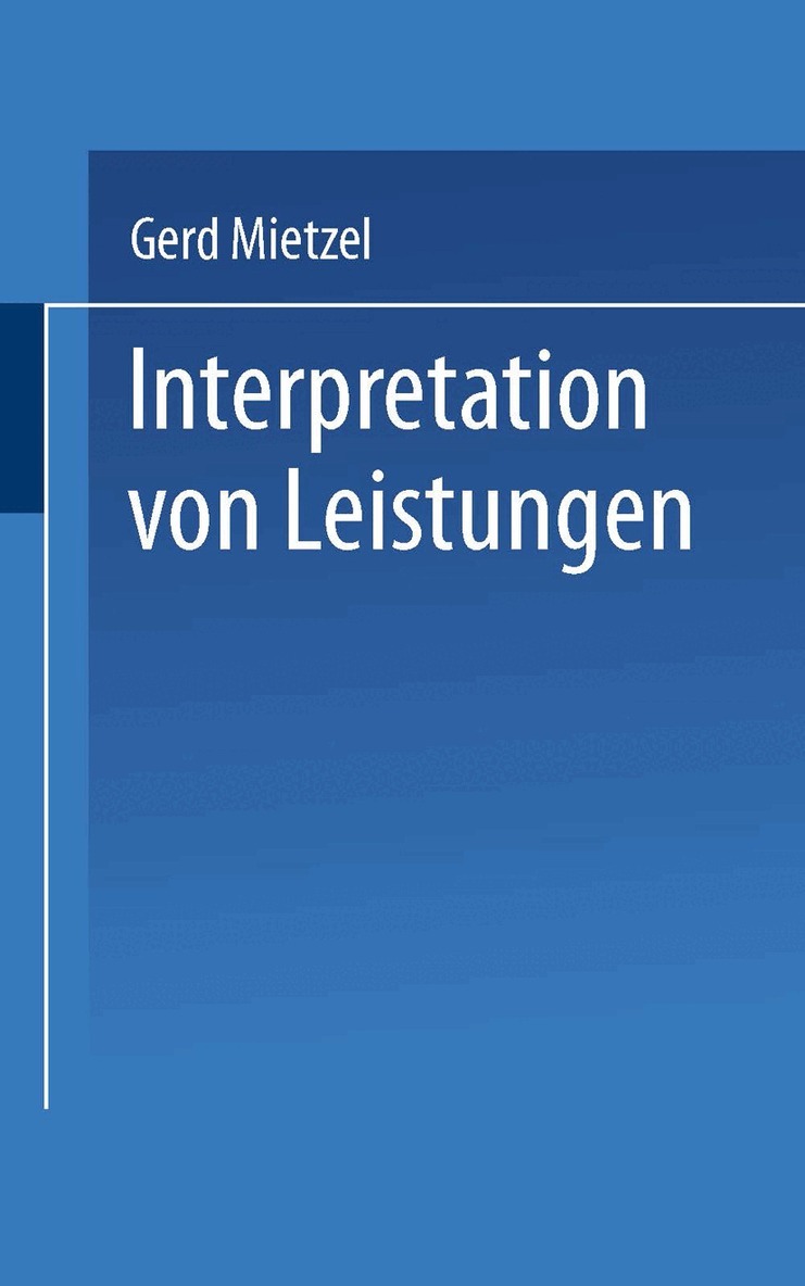 Gerd Mietzel - Interpretation von Leistungen, Häftad