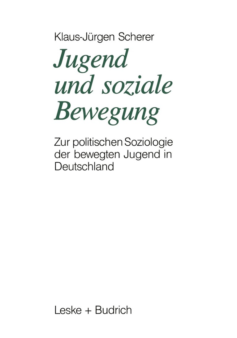 Klaus-Jürgen Scherer - Jugend und soziale Bewegung, Häftad