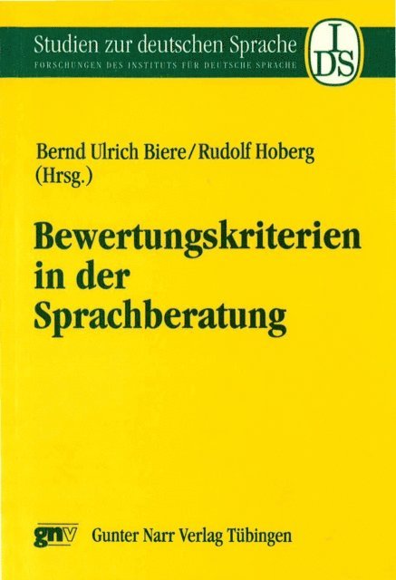 Rudolf Hoberg, Bernd U. Biere - Bewertungskriterien in der Sprachberatung, E-bok