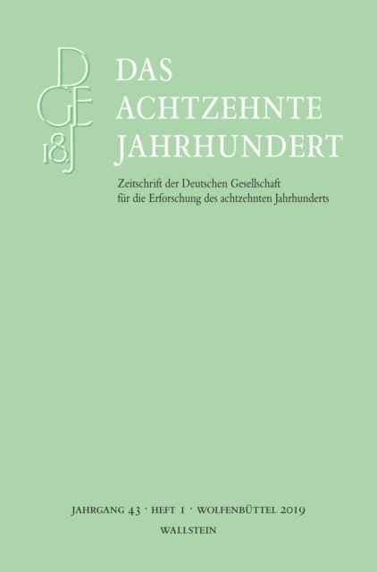 Carsten Zelle - Das achtzehnte Jahrhundert 43/1, E-bok