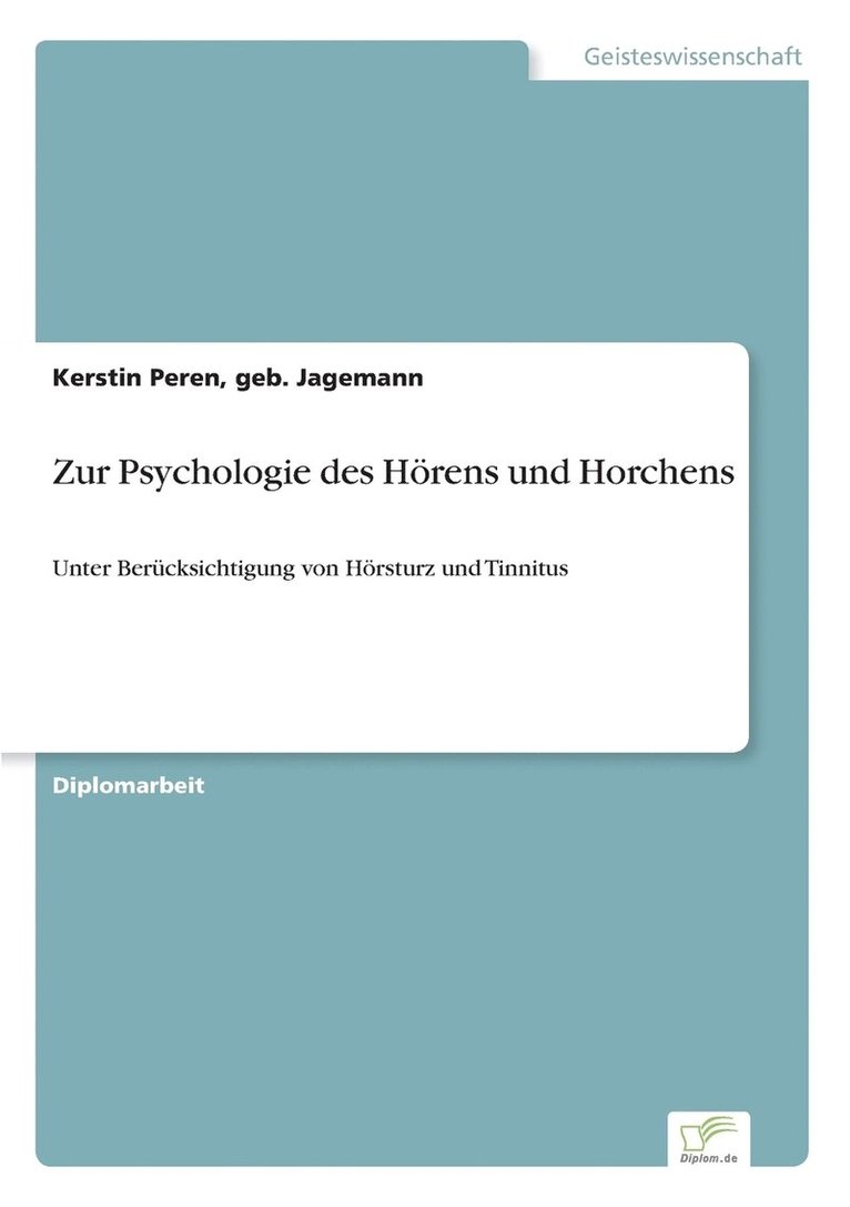 Geb Jagemann Kerstin Peren - Zur Psychologie des Hörens und Horchens, Häftad