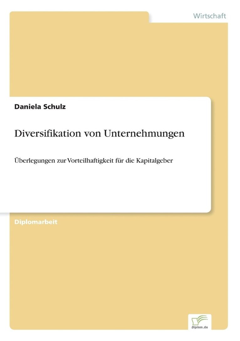 Daniela Schulz - Diversifikation von Unternehmungen, Häftad