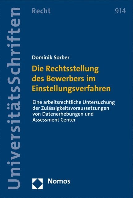 Dominik Sorber - Die Rechtsstellung des Bewerbers im Einstellungsverfahren, E-bok