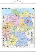 Deutschland politisch mit Wappen 1 : 700.000. Wandkarte mit Metallbeleistung
