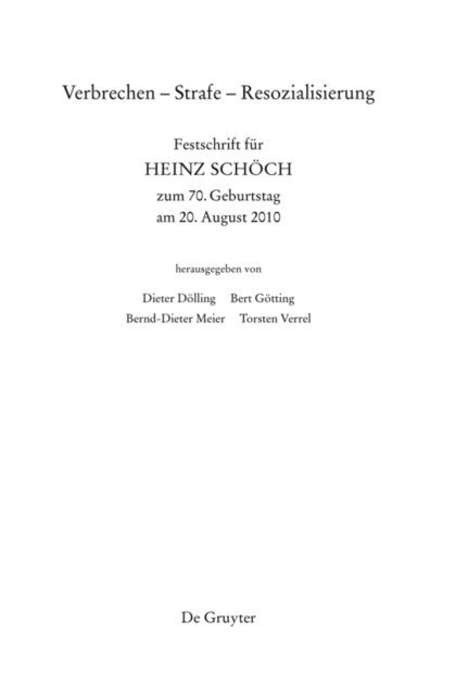 Torsten Verrel, Bernd-Dieter Meier, Bert Gotting, Dieter Dolling - Verbrechen - Strafe - Resozialisierung, E-bok