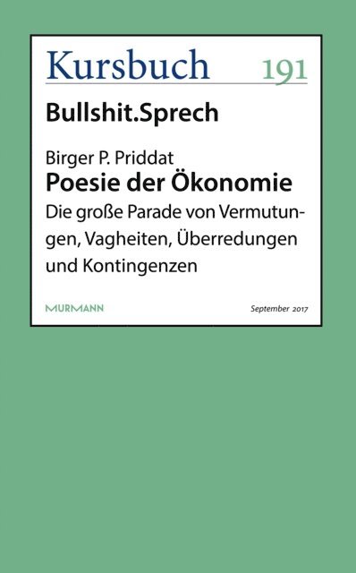 Birger P. Priddat - Poesie der Ökonomie, E-bok