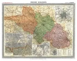 Friedrich Handtke - Historische Karte: Provinz SCHLESIEN im Deutschen Reich - um 1910 [gerollt]. Tillgänglighet: Lägg i varukorg
