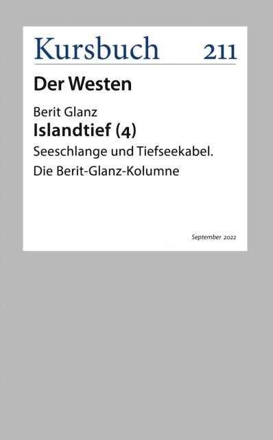 Berit Glanz - Seeschlange und Tiefseekabel, E-bok