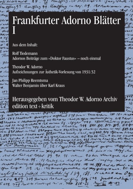 Rolf Tiedemann - Frankfurter Adorno Blätter I, E-bok