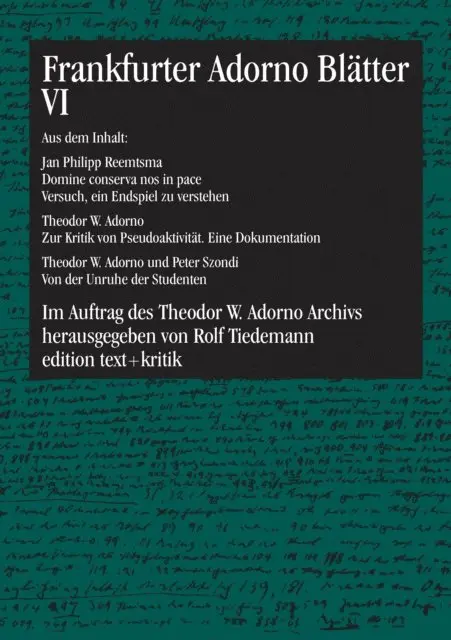Rolf Tiedemann - Frankfurter Adorno Blätter VI, E-bok. Tillgänglighet: Lägg i varukorg