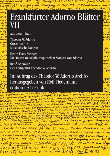 Rolf Tiedemann - Frankfurter Adorno Blätter VII, E-bok