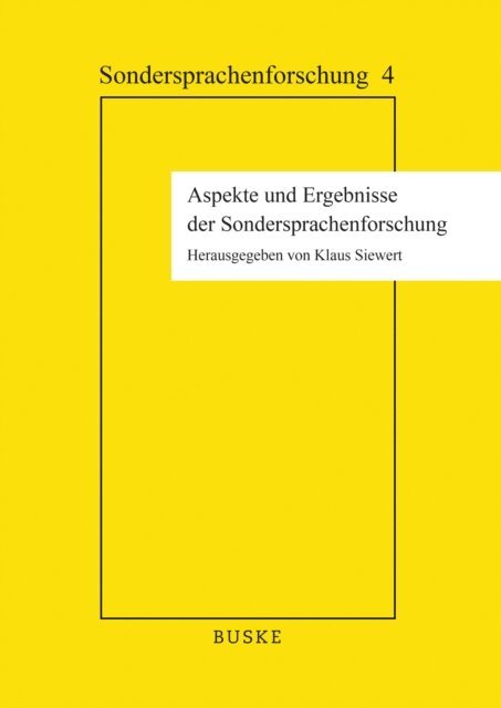 Klaus Siewert - Aspekte und Ergebnisse der Sondersprachenforschung, E-bok