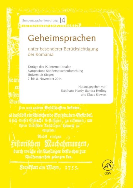 Klaus Siewert, Sandra Herling, Stephane Hardy - Geheimsprachen unter besonderer Berucksichtigung der Romania, E-bok