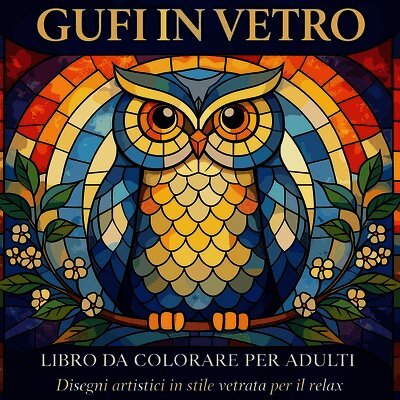 Gufi in Vetro - Libro da Colorare per Adulti