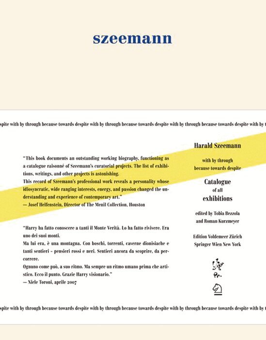 Tobia Bezzola, Roman Kurzmeyer - Harald Szeemann - with by Through Because Towards Despite, Inbunden. Tillgänglighet: Tillfälligt slut