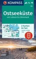 KOMPASS Wanderkarten-Set 724 Ostseeküste von Lübeck bis Dänemark (2 Karten) 1:50.000