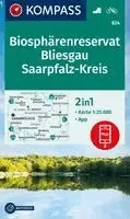 KOMPASS Wanderkarte 824 Biosphärenreservat Bliesgau & Saarpfalz-Kreis 1:25.000