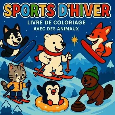 Sports d'Hiver - Livre de coloriage avec animaux