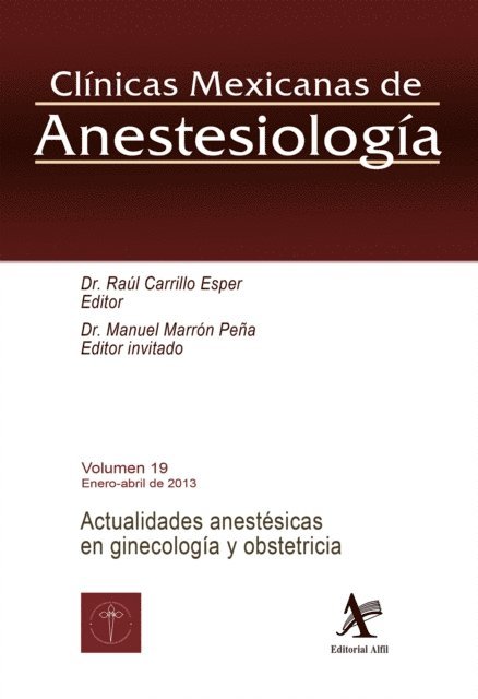Manuel Marron Pena, Raul Carrillo Esper - Actualidades anestésicas en ginecología y obstetricia CMA Vol. 19, E-bok