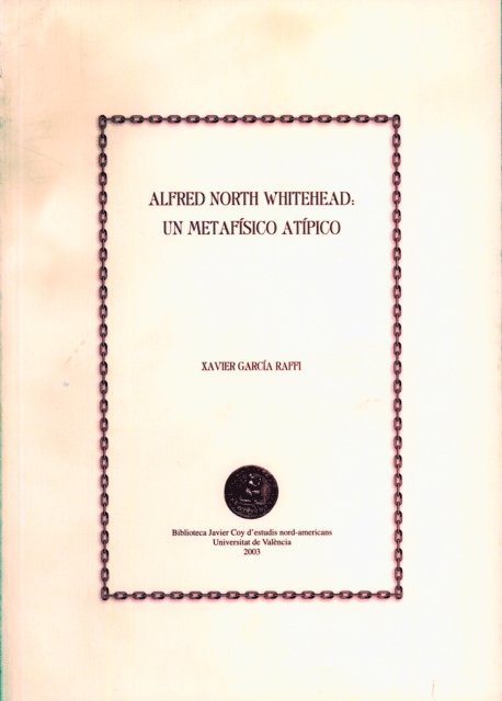 Xavier Garcia Raffi - Alfred North Whitehead: un metafisico atipico, E-bok