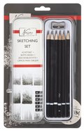 Teckningsset i metallask : 6 blyertspennor + pennvssare