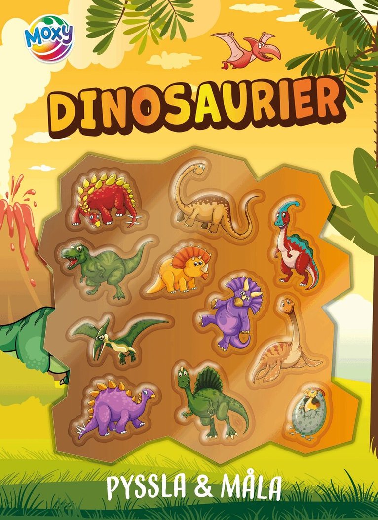 Pyssla och måla : Dinosaurier, med 3D klistermärken, Häftad