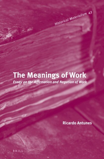 Ricardo Antunes - Meanings of Work, E-bok