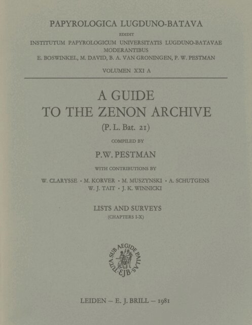 P.W. Pestman - Guide to the Zenon Archive, E-bok