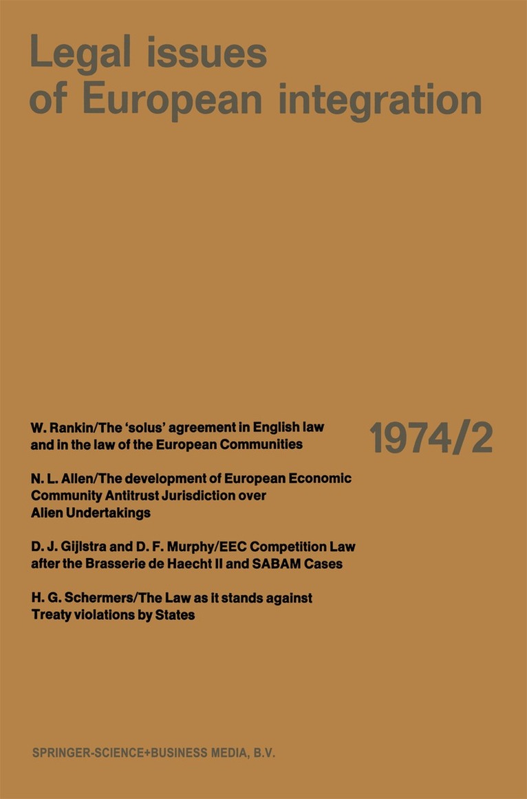 Edmond Volker - Legal Issues of European Integration, Häftad
