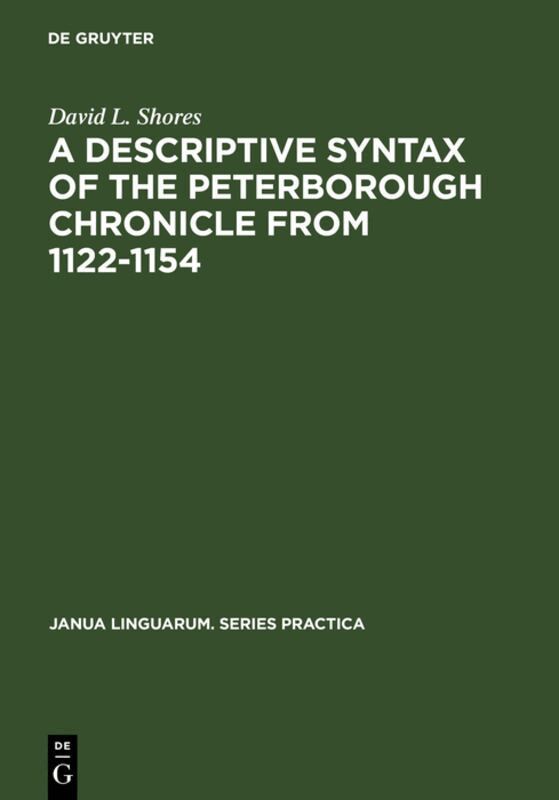 Descriptive Syntax of the Peterborough Chronicle from 1122-1154