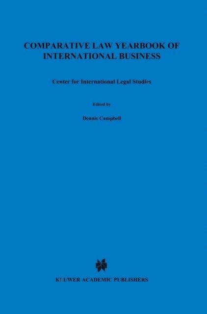 Comparative Law Yearbook of International Business, E-bok