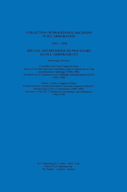 Dominique Hascher - Collection of Procedural Decisions in ICC Arbitration, E-bok