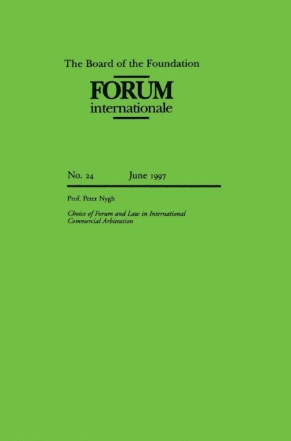 Peter Nygh - Board of Foundation: Forum internationale, E-bok